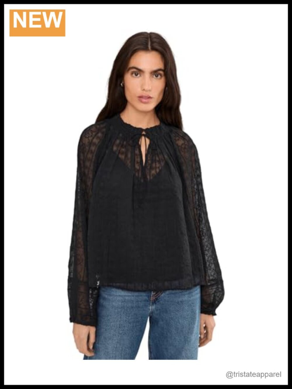 Madewell Nayla Semi-Sheer Lace Blouse Women's Long Sleeve Bohemian Elegant Top